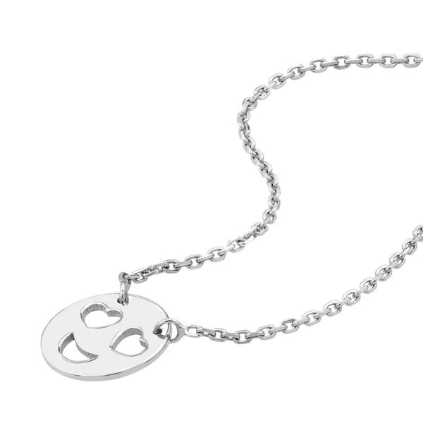 Sterling Silver Heart Eyes Emoji Adjustable Necklace