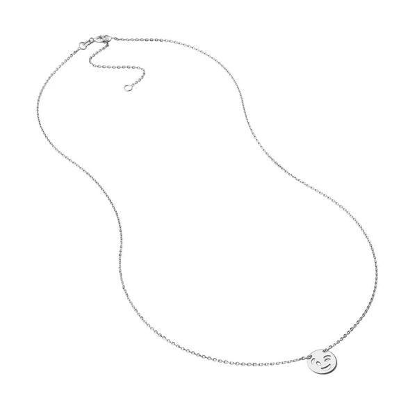 Sterling Silver Winking Emoji Adjustable Necklace