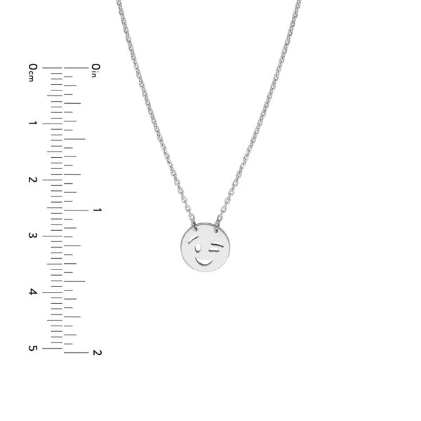 Sterling Silver Winking Emoji Adjustable Necklace