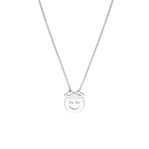 Sterling Silver Angel Emoji Adjustable Necklace