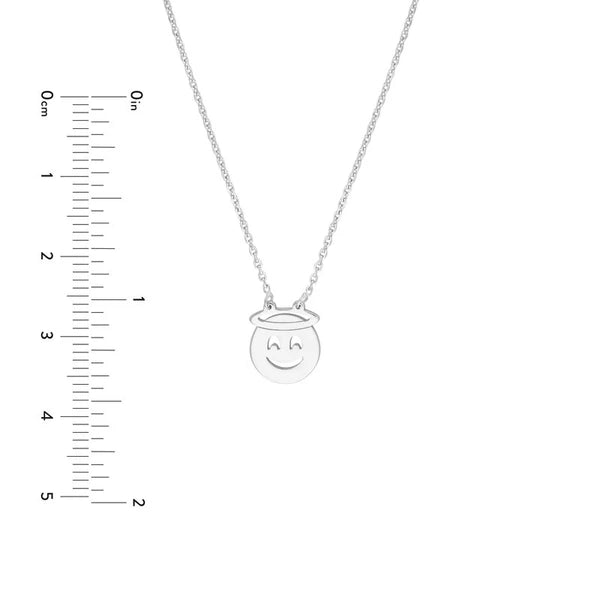 Sterling Silver Angel Emoji Adjustable Necklace