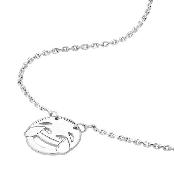 Sterling Silver Laughing Emoji Adjustable Necklace