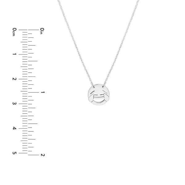 Sterling Silver Laughing Emoji Adjustable Necklace