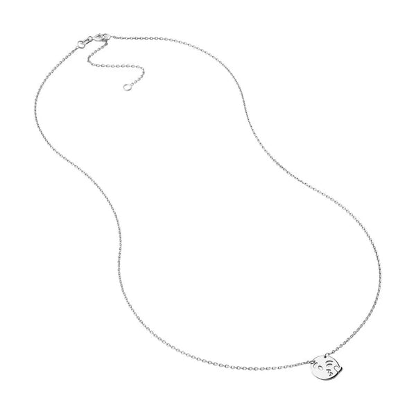 Sterling Silver Emoji Blowing a Kiss Adjustable Necklace