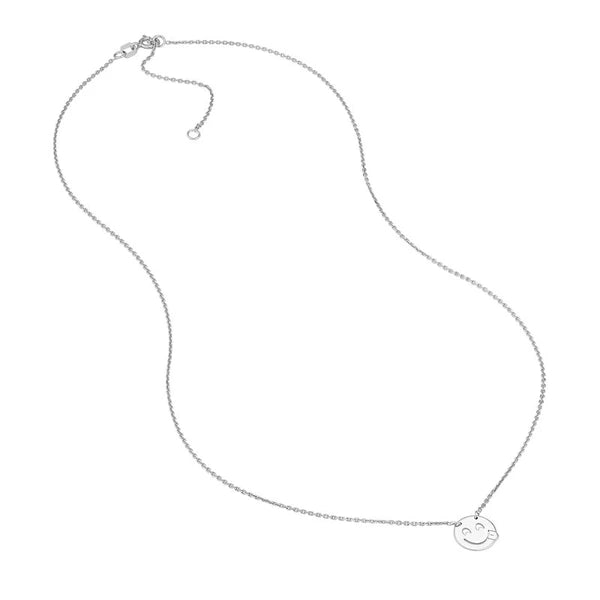 Sterling Silver Emoji With Tongue Adjustable Necklace