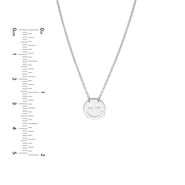 Sterling Silver Emoji With Tongue Adjustable Necklace