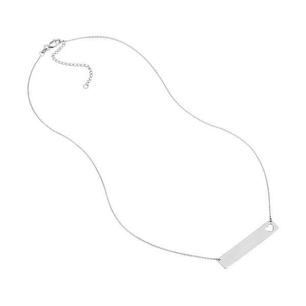 Plated Sterling Silver Bar Necklace with Heart