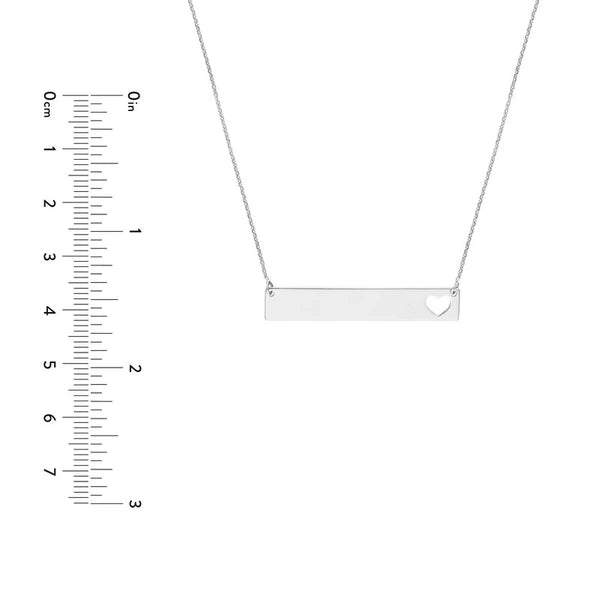 Plated Sterling Silver Bar Necklace with Heart