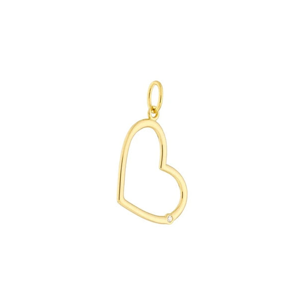 Tilted Open Heart Pendant with 1pt Diamond