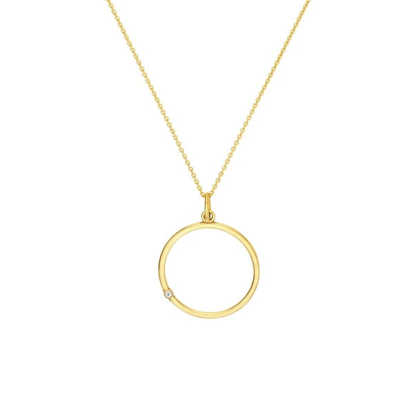 Open Circle Pendant with 1pt Diamond