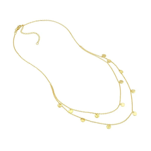 Double Stranded Disc Drop Bib Necklace