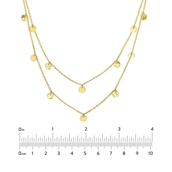 Double Stranded Disc Drop Bib Necklace