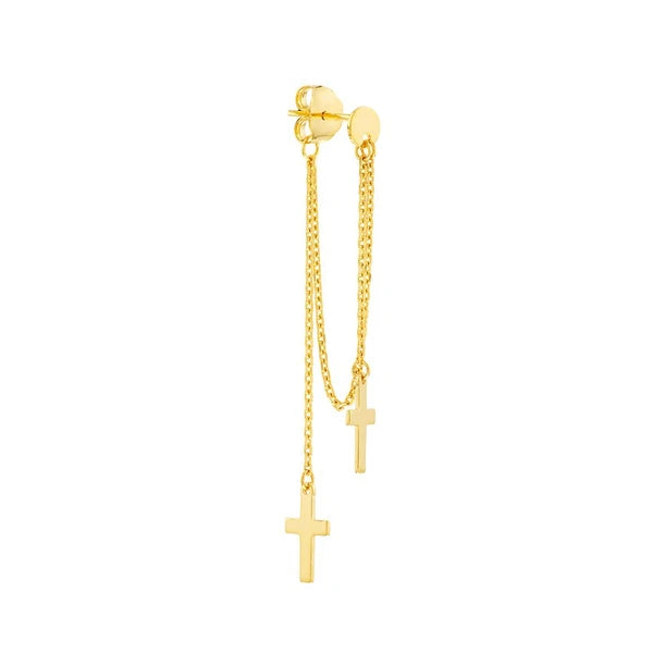 Front to Back Double Cross Chain Earrings