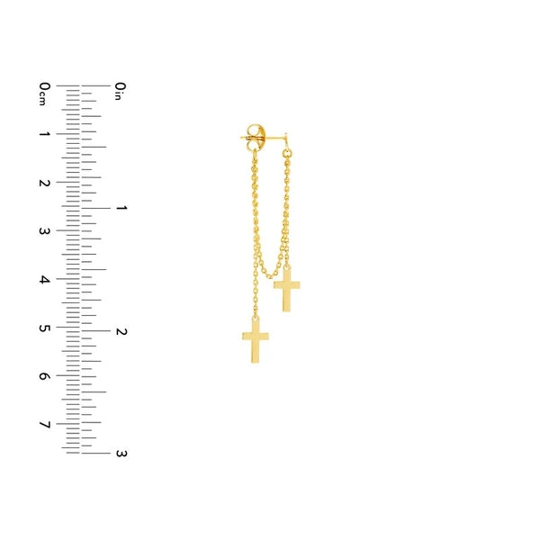 Front to Back Double Cross Chain Earrings