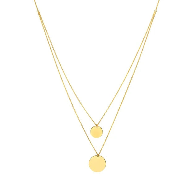 Double Stranded Disc Drop Duo Necklace