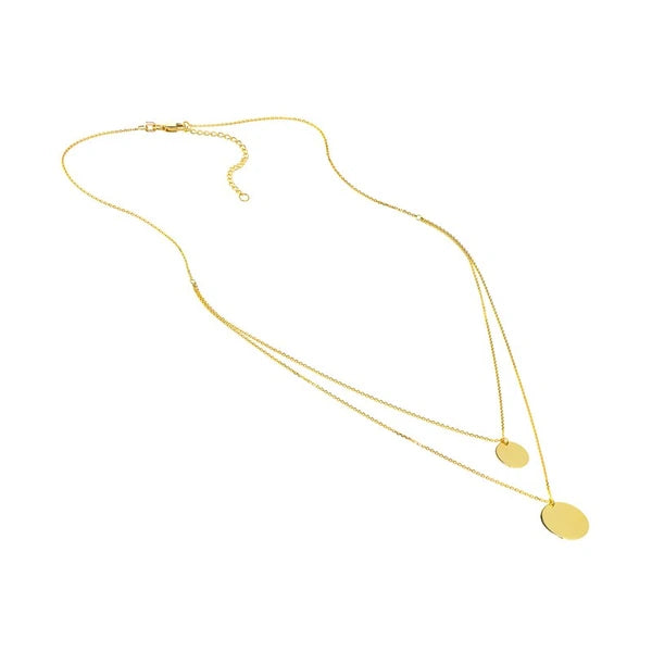 Double Stranded Disc Drop Duo Necklace
