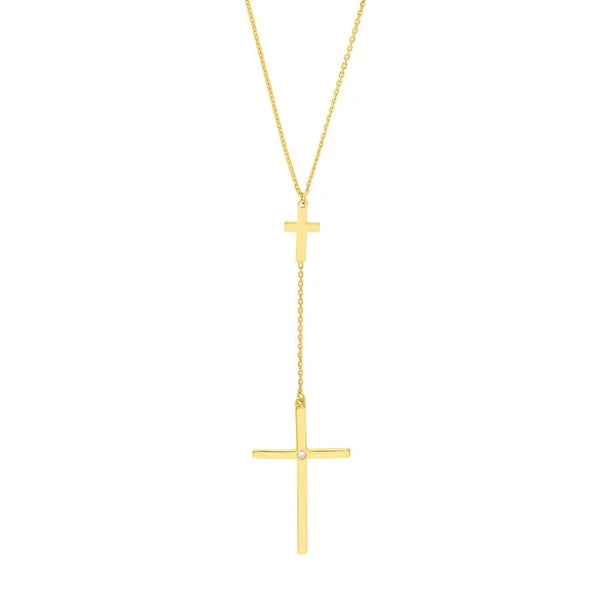 1pt Diamond Cross Duo Adjustable Necklace