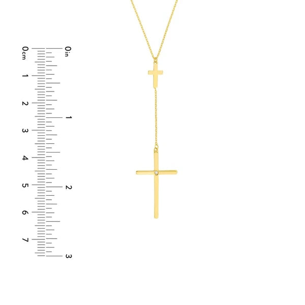 1pt Diamond Cross Duo Adjustable Necklace