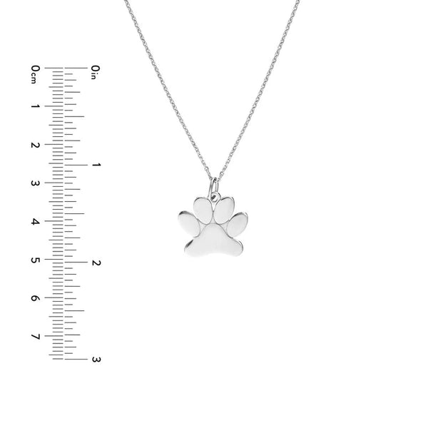 Plated Sterling Silver Engravable Paw Necklace