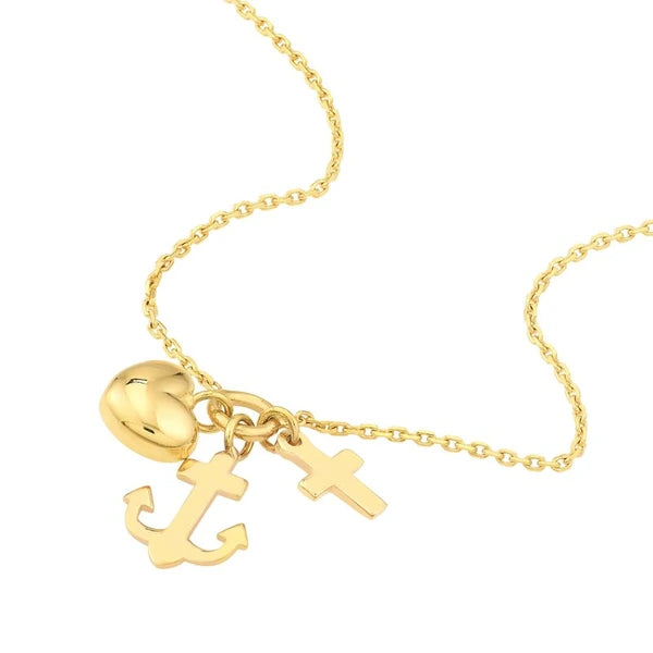 Heart/Anchor/Cross Trio Adjustable Necklace