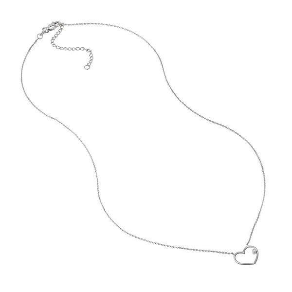 Open Wire Heart Adj. Necklace with Diamond