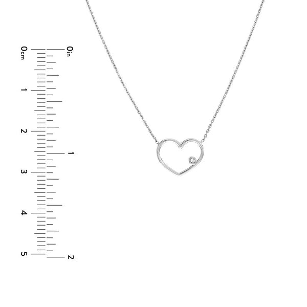 Open Wire Heart Adj. Necklace with Diamond