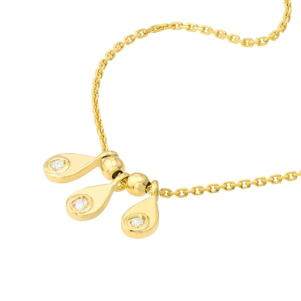 Mini Teardrop Dangle Trio and Bead Necklace