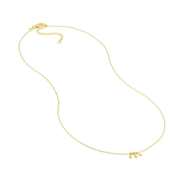 Mini Teardrop Dangle Trio and Bead Necklace