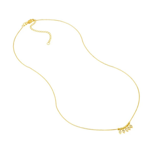 Mini Marquise Drop and Bead Station Necklace