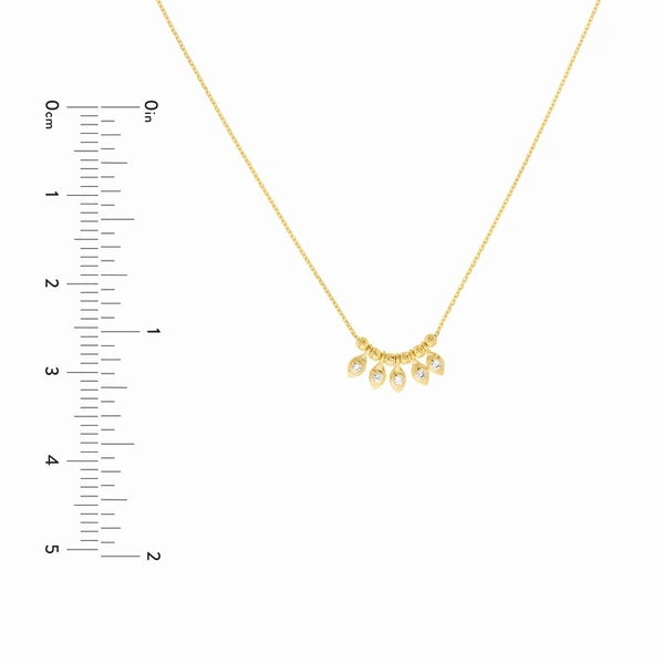 Mini Marquise Drop and Bead Station Necklace