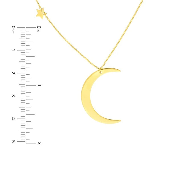 Crescent Moon with Star Stations Necklace