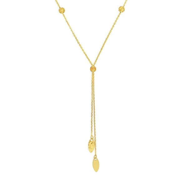 Split Chain Bead/Marquise Lariat Necklace