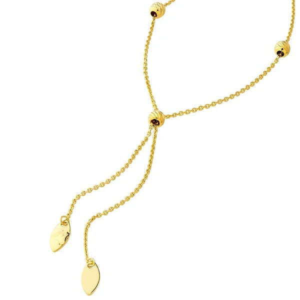 Split Chain Bead/Marquise Lariat Necklace