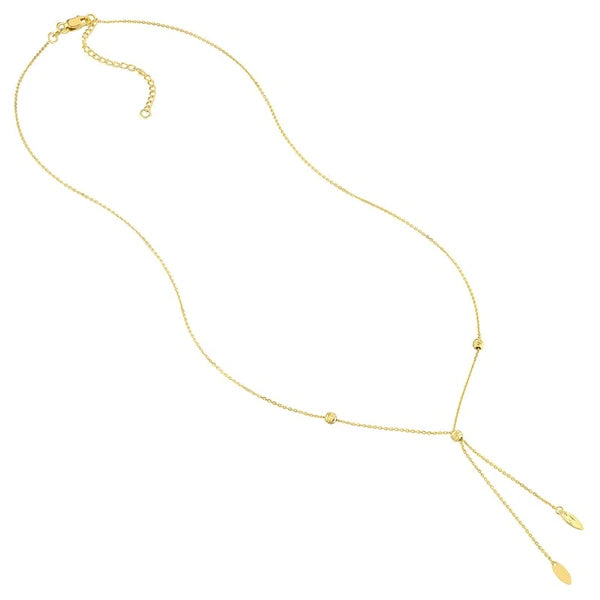 Split Chain Bead/Marquise Lariat Necklace