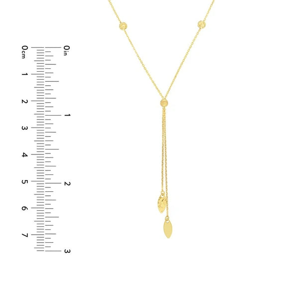Split Chain Bead/Marquise Lariat Necklace