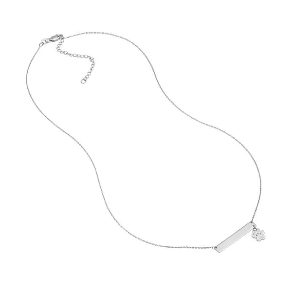 Plated Sterling Silver Engravable Bar Necklace with Paw