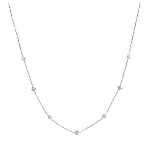 Diamond Bezel and Cluster Stations Necklace