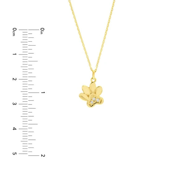 3pt Diamond Paw Print Adj. Necklace