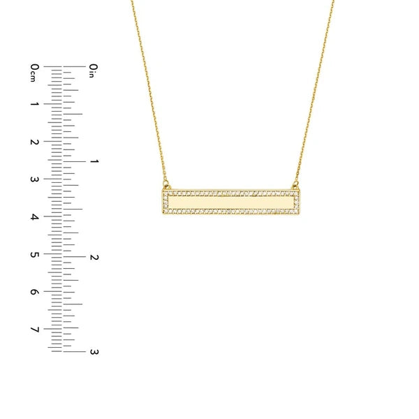 Engravable Bar Necklace with 1/3tcw Diamond Border