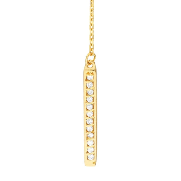 Diamond and Polished Bar Drop Earrings