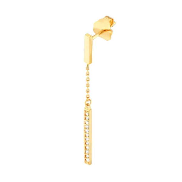Diamond and Polished Bar Drop Earrings
