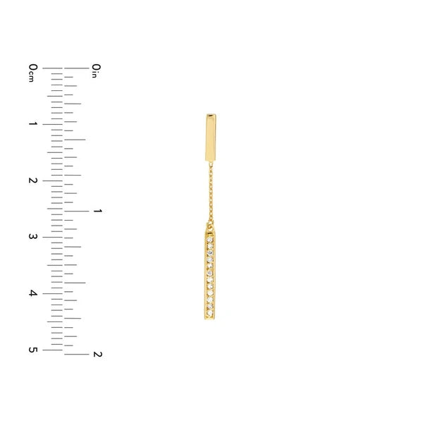Diamond and Polished Bar Drop Earrings