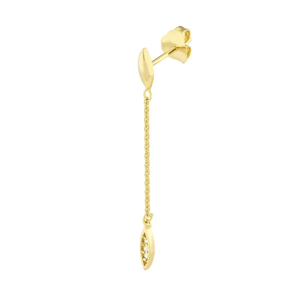Diamond and Polished Marquise Drop Earrings