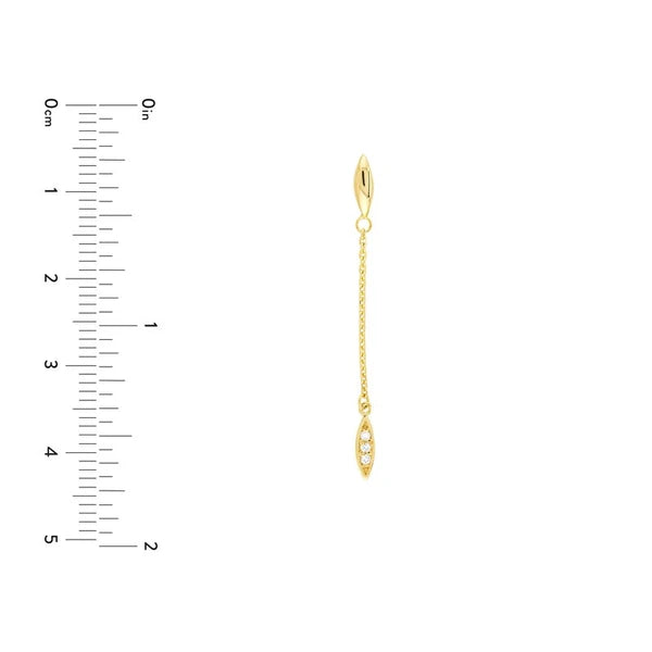 Diamond and Polished Marquise Drop Earrings