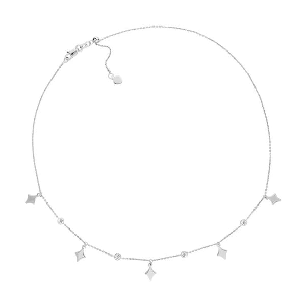 Sterling Silver Diamond-Shapes and CZ Adjustable Choker