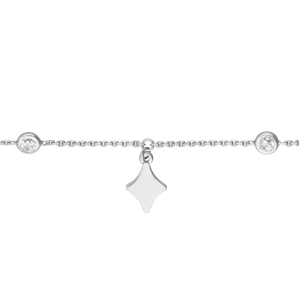 Sterling Silver Diamond-Shapes and CZ Adjustable Choker