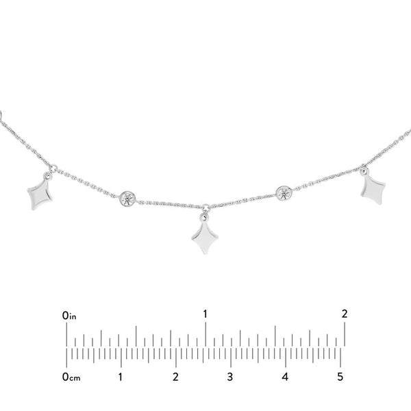 Sterling Silver Diamond-Shapes and CZ Adjustable Choker