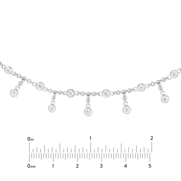 Sterling Silver CZ Dangles and Stations Adjustable Choker