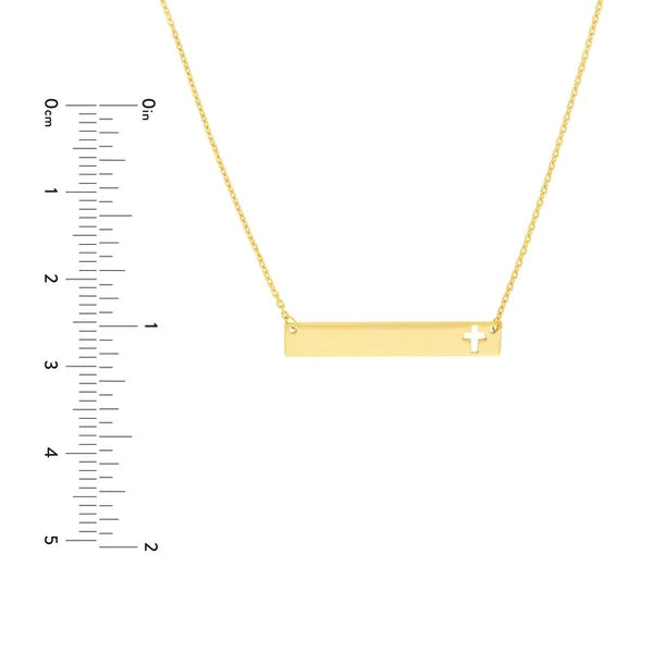 Mini Bar Necklace with Cutout Cross