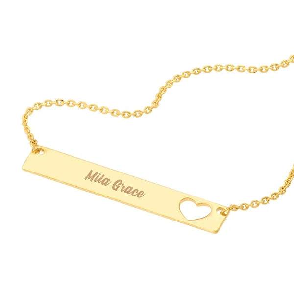 Bar Necklace with Heart Cutout
